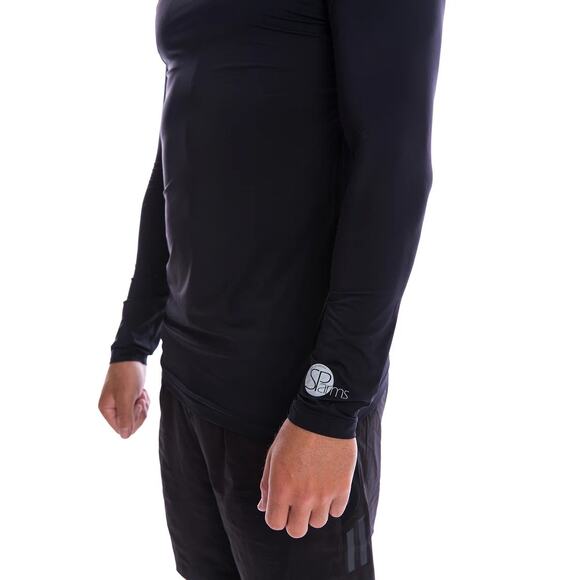 SParms Men’s Black High Neck Long Sleeve Sun Protection Body Warm Top Size XL - Picture 2 of 13